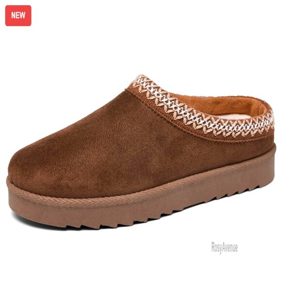 Shoes - Women's Platform Slipper Boots Fleece Lined Anti-Slip Outdoor Indoor